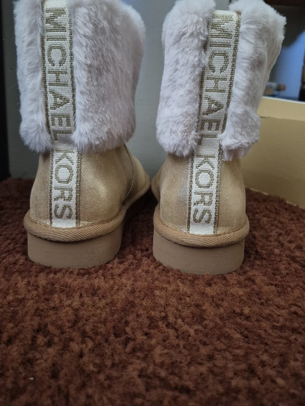 Michael Kors Gold and White Winter Boots